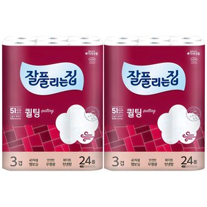 잘풀리는집 퀄팅 3겹 화장지, 30m, 24롤, 2개