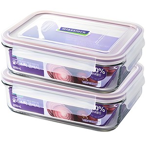 글라스락 퍼플에디션 직사각 밀폐용기, 2개, 1L