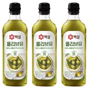백설 엑스트라버진 압착 올리브유, 900ml, 3개