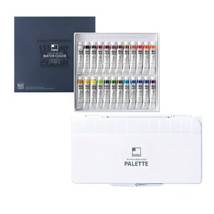 신한화구 전문가 수채화 물감 7.5ml x 24p + 24칸 팔레트, 24색