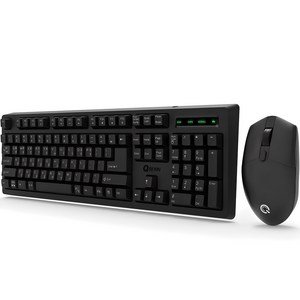 큐센 무선 키보드 + 마우스 + 키스킨 세트, MK450, 블랙, 일반형