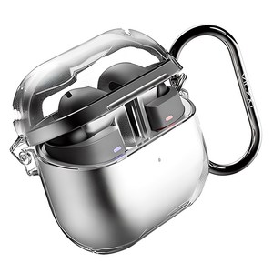 빅쏘 변색없는 하드 1mm 초슬림 일체형 풀커버 카라비너 레빅스킨 갤럭시 버즈 보호 케이스, 갤럭시 버즈3 프로 / 갤럭시 버즈3, 클리어, 1개