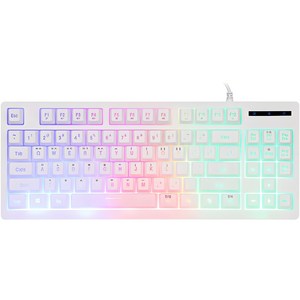 앱코 HACKER 레인보우 LED 게이밍 멤브레인 유선 텐키리스 키보드, 화이트, K150, 제조사축