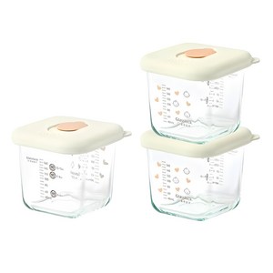 글라스락 베이비 대용량 스마일캡 눈금 이유식 보관용기, 270ml, 혼합색상, 3개