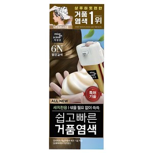 미쟝센 쉽고 빠른 거품 염색 새치전용, 6N밝은갈색, 1개
