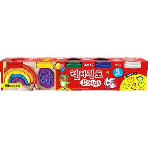 아모스 칼라점토 5색, 빨강 + 노랑 + 초록 + 파랑 + 흰색, 85g, 1세트
