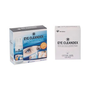 바이오옵틱스 아이클린덱스 단백질제거 눈꺼풀 세정제 + 솜 120p, 1세트, 50ml