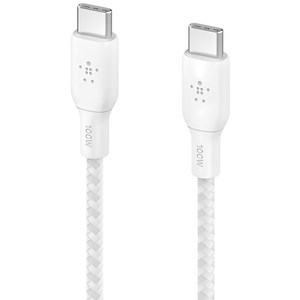 벨킨 부스트업 브레이디드 C타입-C타입 초고속 충전 케이블 100W PD, 2m, 1개, 화이트(CAB014bt2MWH)