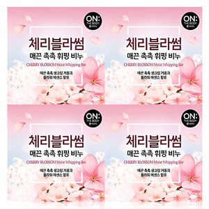 온더바디 플라워 휘핑 비누 체리블러썸, 90g, 4개입