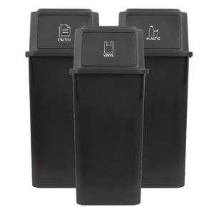 올유리빙 대용량 재활용 분리수거함 60L x 3p, 블랙 골드박스 특가