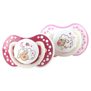 러비 야광 노리개 젖꼭지, 1단계 (0-3개월), 핑크, 2개
