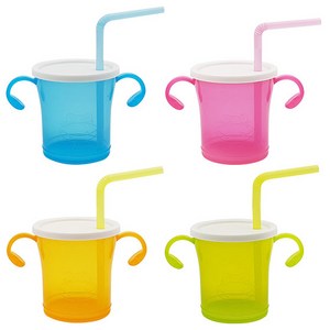 아가프라 빨대컵, 180ml, 4개, 핑크 + 오렌지 + 블루 + 그린