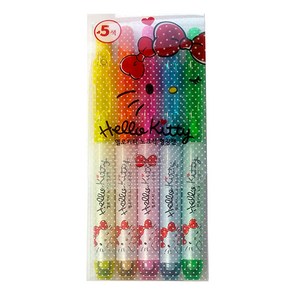 모리스 헬로키티 노크식 형광펜S 세트, 5색, 1세트