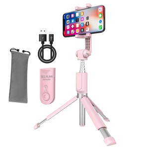 셀루미 INTO 3세대 레벨업 2in1 블루투스 스마트폰 셀카봉삼각대, BT-500(러블리핑크), 1개, PINK 러블리핑크