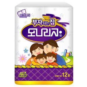 모나리자 천연펄프함유 부자되는집 롤화장지 35M, 12롤, 1개