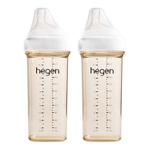 헤겐 대용량 젖병 트윈팩 + 꼭지, 화이트, 330ml, 2개