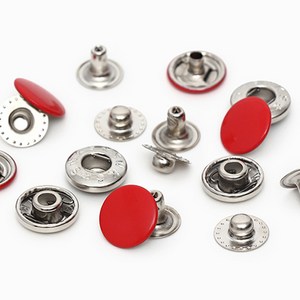 컬러 스프링도트 단추 15mm, 레드, 2개