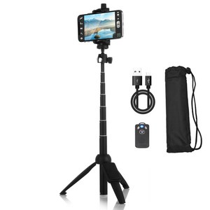 INTO 프리미엄 1m 셀카봉 삼각대 세트 블랙, VCT-320M, 1개