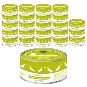 네츄럴코어 강아지 간식 캔, 혼합맛(치킨/야채), 95g, 24개
