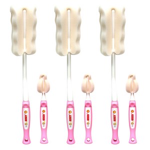 피셔프라이스 소프트 젖병솔 + 젖꼭지 세척솔 세트, 핑크, 3세트
