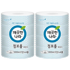 깨끗한나라 ECO 2겹 점보롤 화장지, 300m, 2개, 4롤
