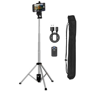INTO 고강도 2in1 블루투스 삼각대 셀카봉 134cm VCT-88, VCT-88(실버), 1개, 메탈릭실버