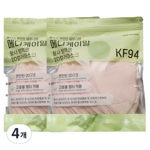 메디케이알 데일리핏 새부리형 황사 마스크 중형 KF94, 25개입, 4개, 미디피치