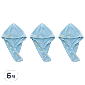 에이홉 귀여운 자수 드라이 타월, IT04 블루, 6개