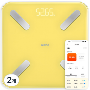 앳플리 T8 스마트 체성분 체중계, T8scale, 버터 옐로우, 2개