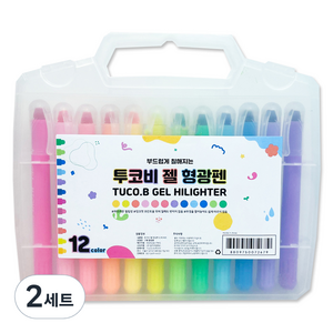 투코비 부드럽게 칠해지는 젤 형광펜 12종 세트, 혼합색상, 2세트