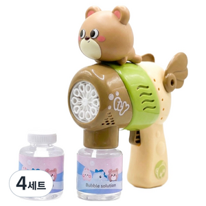 플레이맥스 LED 터보 자동 버블건 + 버블 용액 2p 세트, 브라운(버블건), 4세트