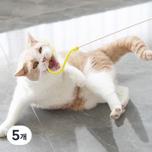 딩동펫 고양이 쥐꼬리 실리콘 낚싯대, 옐로우, 5개