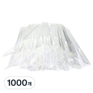 자바라 개별포장 플라스틱 빨대 흰색투명 7x210mm, 1000개, 1개입