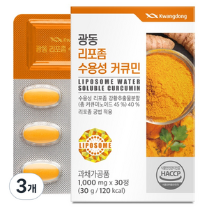 광동제약 리포좀 수용성 커큐민 30g, 30정, 3개