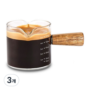 누보 우드 손잡이 샷잔 70 x 65mm, 브라운, 3개