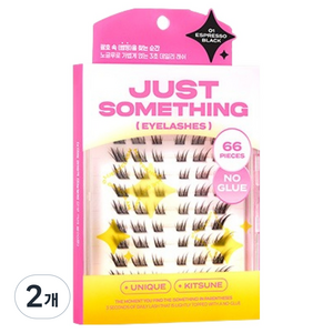 저스트썸띵 마이타입 노글루 속눈썹 키츠네 66p, 2개, 01 에스프레소 블랙