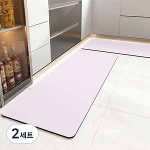 구띵 빨아쓰는 규조토 주방 발매트 2종세트, 핑크, 2세트