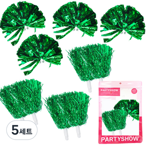 파티쇼 폼폼 메탈 응원수술 치어리더 4p + 메탈수술 6p 세트, 그린, 5세트