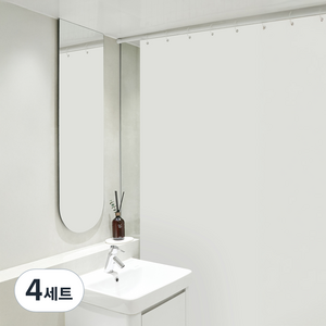 까사마루 방수 샤워 커튼 + 커튼링 12p + 샤워봉 세트, 무지(커튼), 4세트