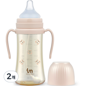 토비앤몰리 돗람이 PPSU 빨대컵, 280ml, 2개, 핑크