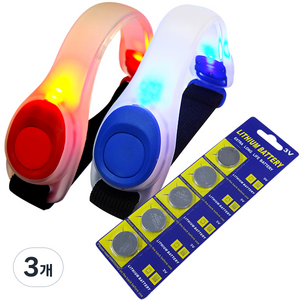 라이트매니아 LED 스포츠 암밴드 2p + 배터리 5p 세트, 레드 + 블루, 3개