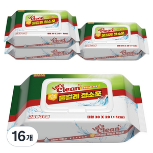 렛츠클린 물걸레청소포 고급형, 16개