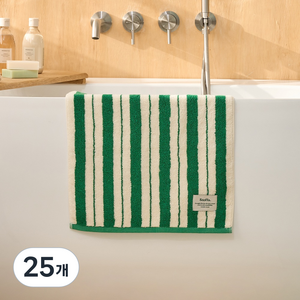 모던하우스 STF 더블 스트라이프 세면타월 190g 40 x 80 cm, 25개, 그린