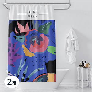 마켓에이 디지털 추상 드로잉 욕실커튼 TYPE8 180 x 180 cm, 2개