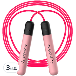 점프라임 프리미엄 7컬러 LED 야광 줄넘기 C타입 충전형+충전 케이블 세트, 핑크(줄넘기), 3세트