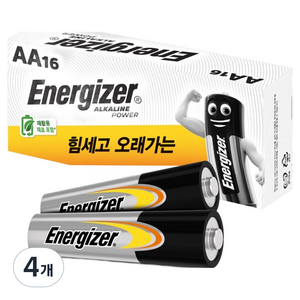 에너자이저 알카라인 파워 AA 건전지, 16개입, 4개