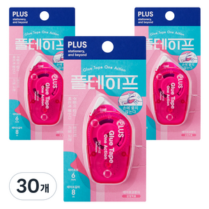 플러스 원액션 풀테이프 TG-1910 6mm x 8m, 핑크, 30개