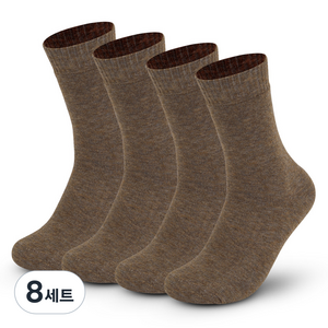 화이트울프 기모 융털 겨울 등산 작업용 양말, 브라운, 8세트