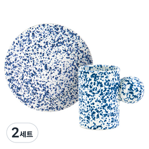 달마시안 점박이 브런치 머그 + 원형접시 M 1인 세트 2p, 블루, 머그 + 접시, 2세트