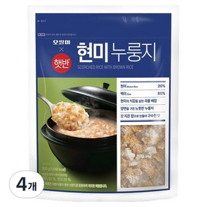 햇반 오쌀미 현미누룽지, 800g, 4개